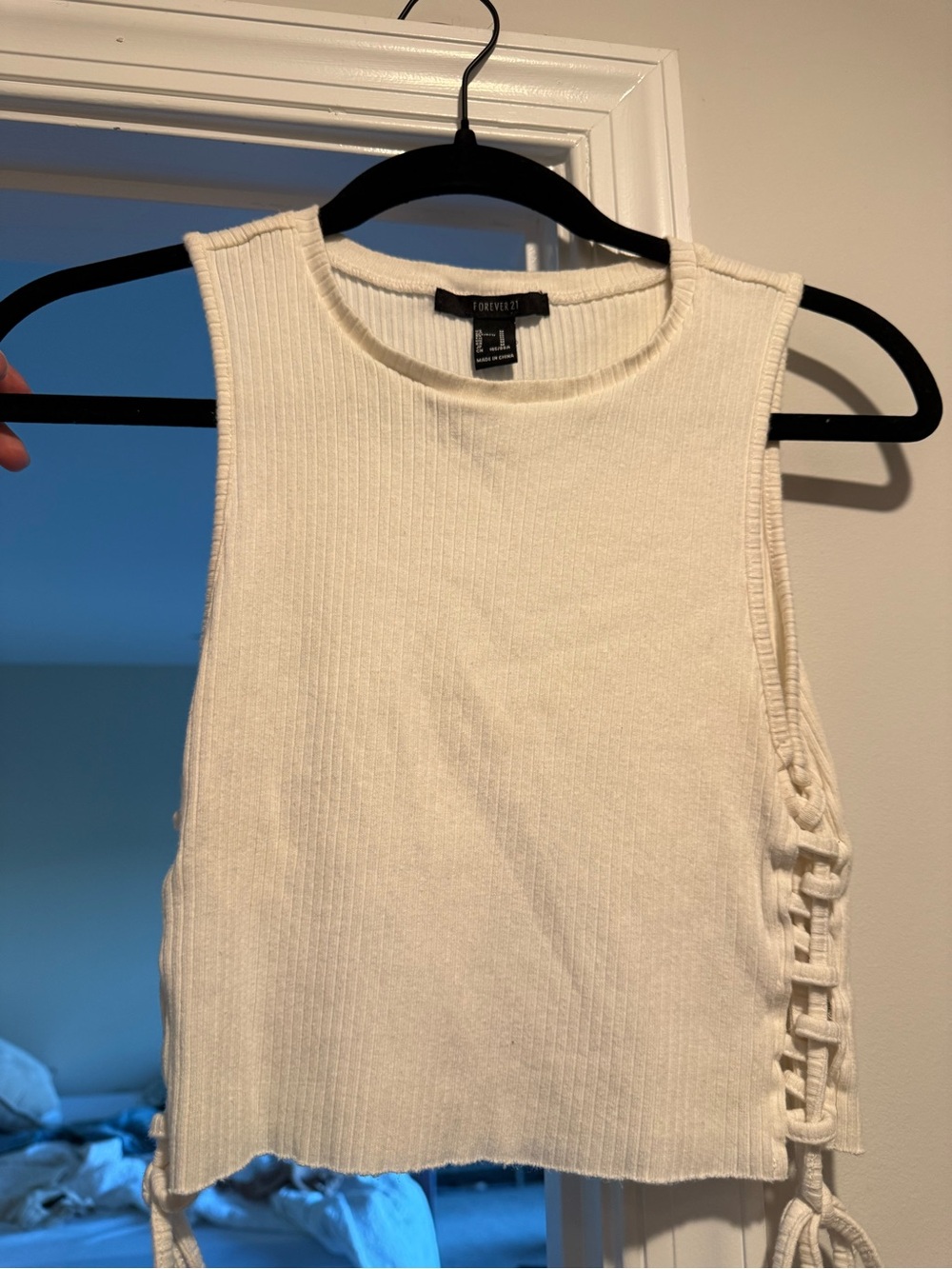 Ribbed lace up tank
